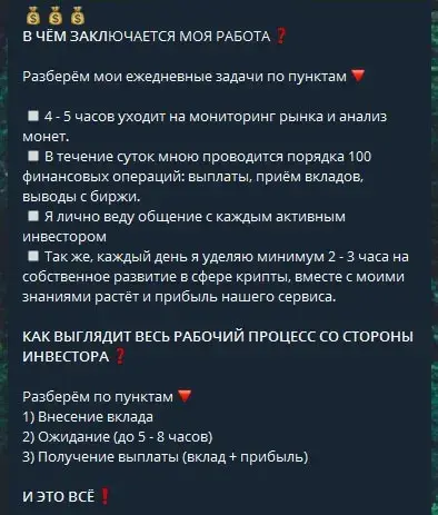 Описание работы на проекте Александр Инвест в Телеграмм