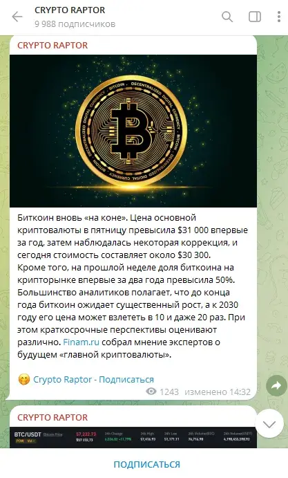 Лента канала Crypto Raptor