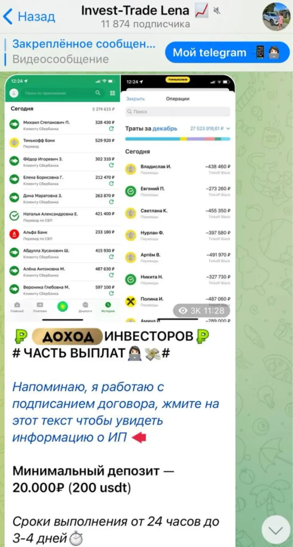 Invest Trade Lena телеграмм