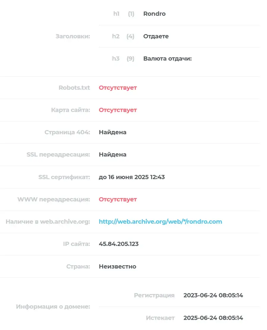 rondro обменник rondro обменник