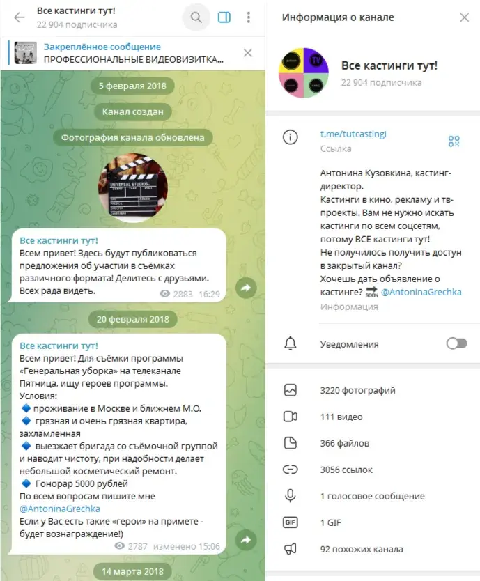 все кастинги тут телеграм канал отзывы