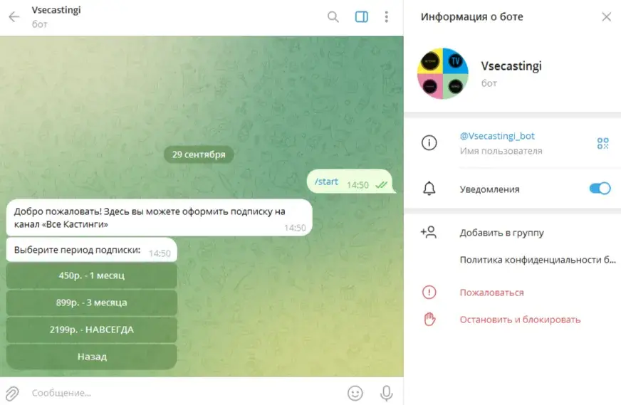 все кастинги тут телеграм канал отзывы