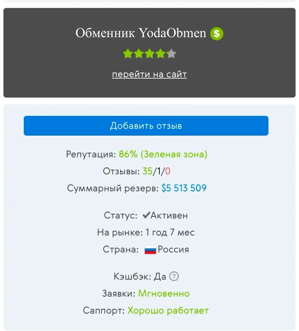 yoda obmen отзывы